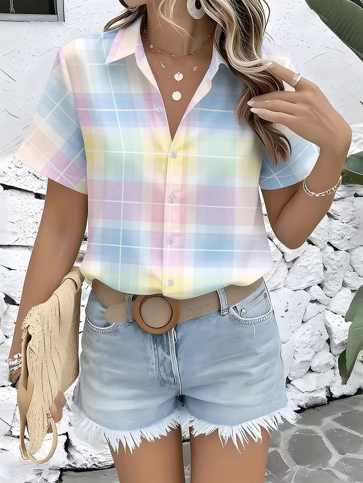 Harrell - Camisa de Manga Curta com Padrão Xadrez