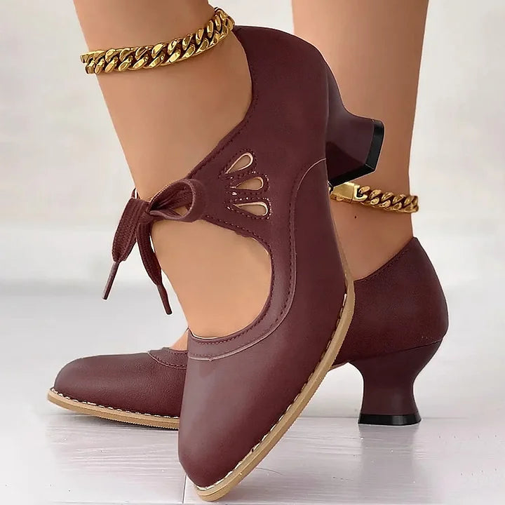 Zydrune - Sapatos de Salto Alto em Couro Vintage