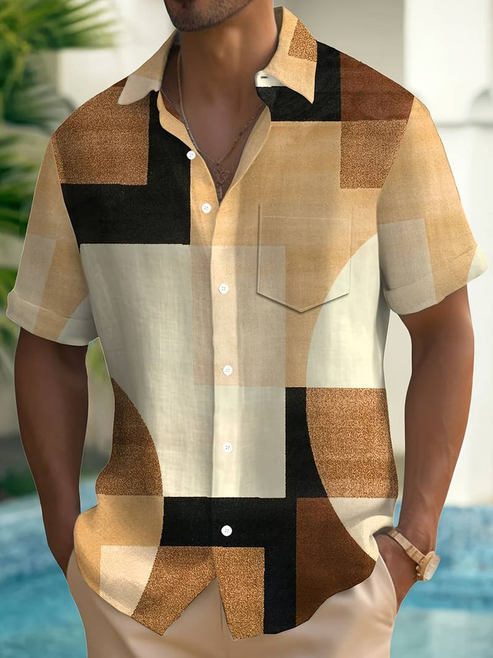 Boucher - Camisa De Manga Curta Com Estampado Geométrico Vintage E Botões