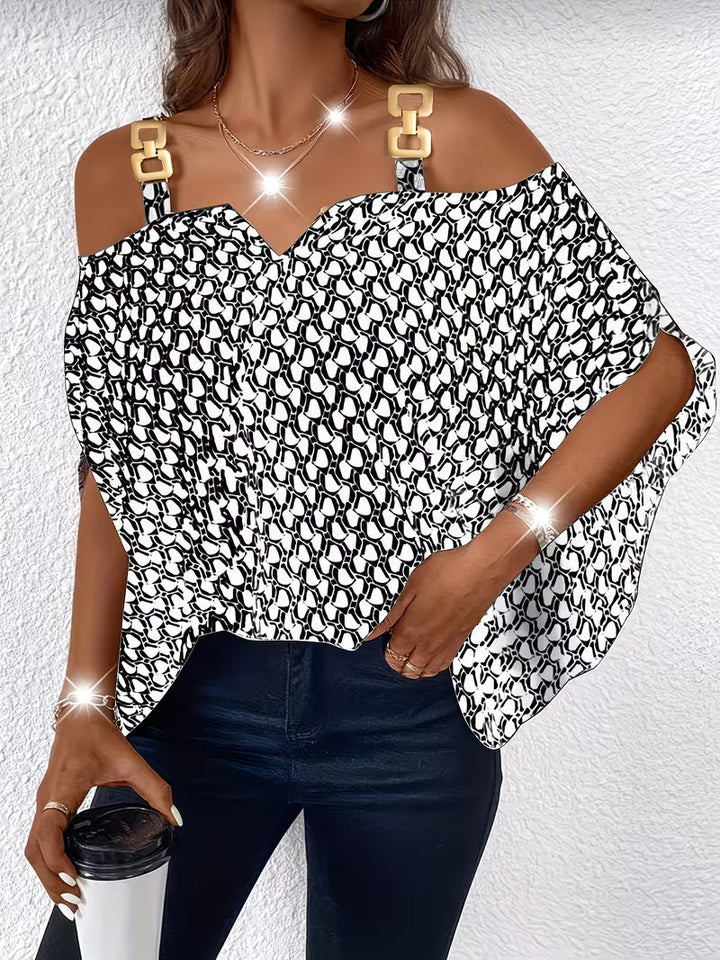 Shae - Top Casual Com Estampado e Ombros à Vista