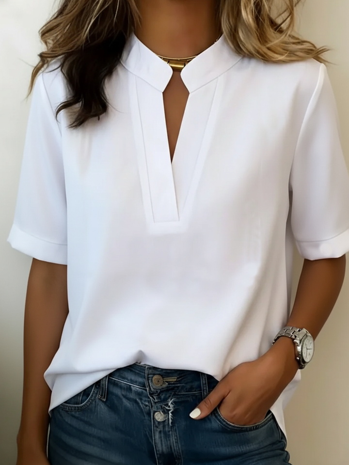 Udeshika - Blusa Elegante Com Gola Requintada