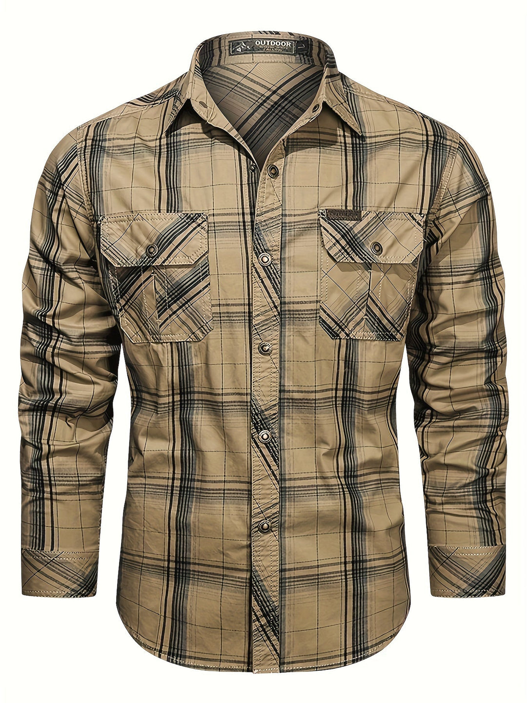 Thimos - Camisa de Manga Comprida Xadrez com Vários Bolsos