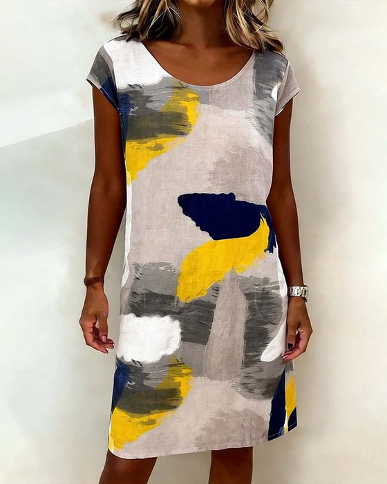 Addie - Vestido de gola Redonda com Estampado Tie-dye