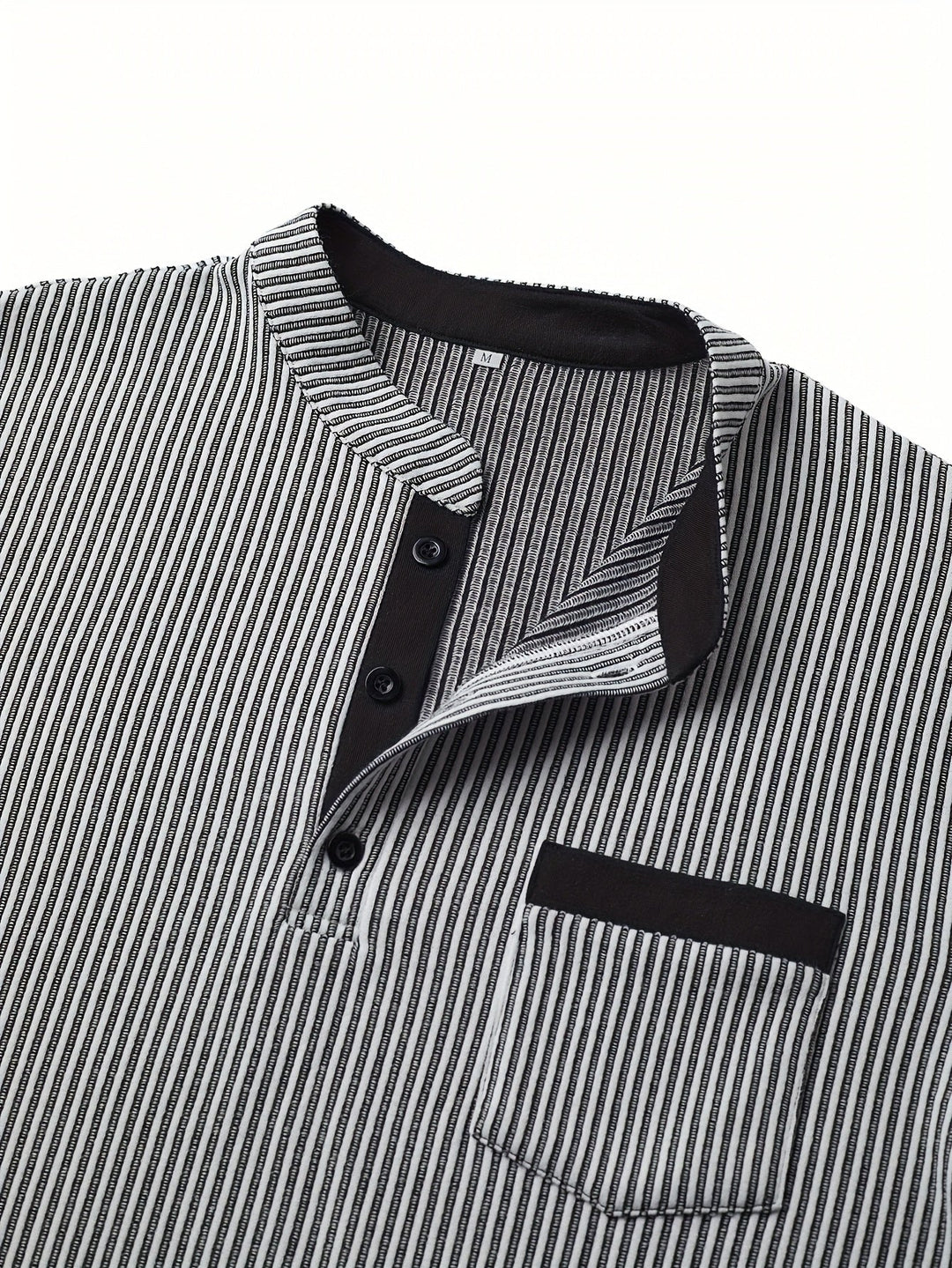 Deegan - Camisa Henley De Manga Comprida Com Gola Às Riscas Texturizada