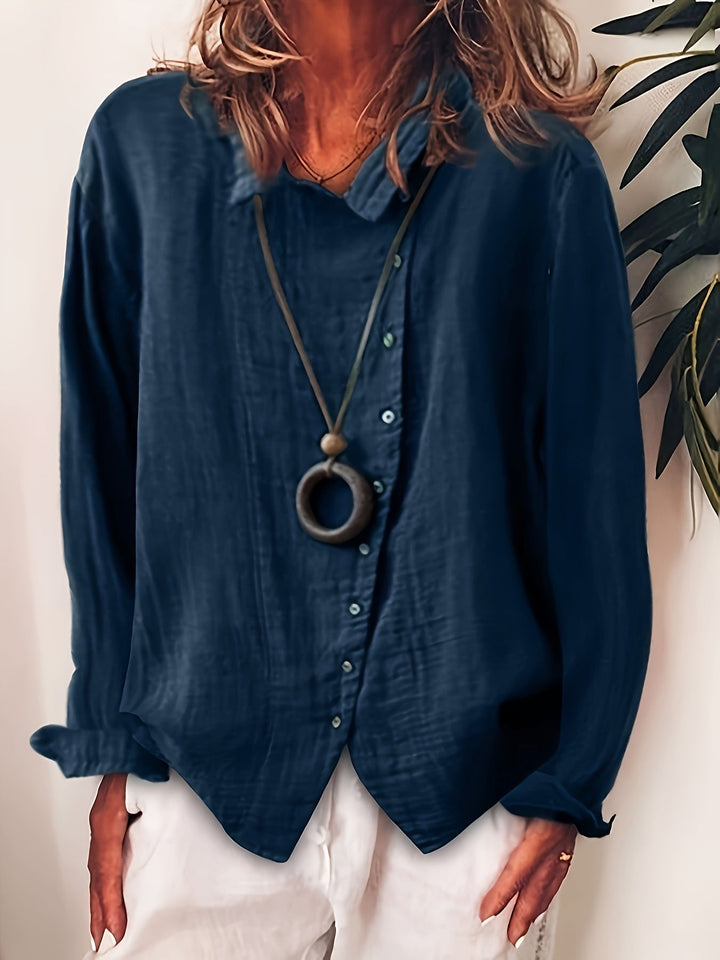 Ristia - Blusa Casual De Manga Comprida Com Botões