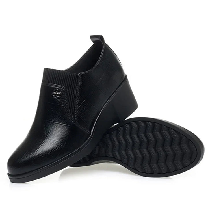 Switolina - Sapatos De Cunha Em Pele Na Moda
