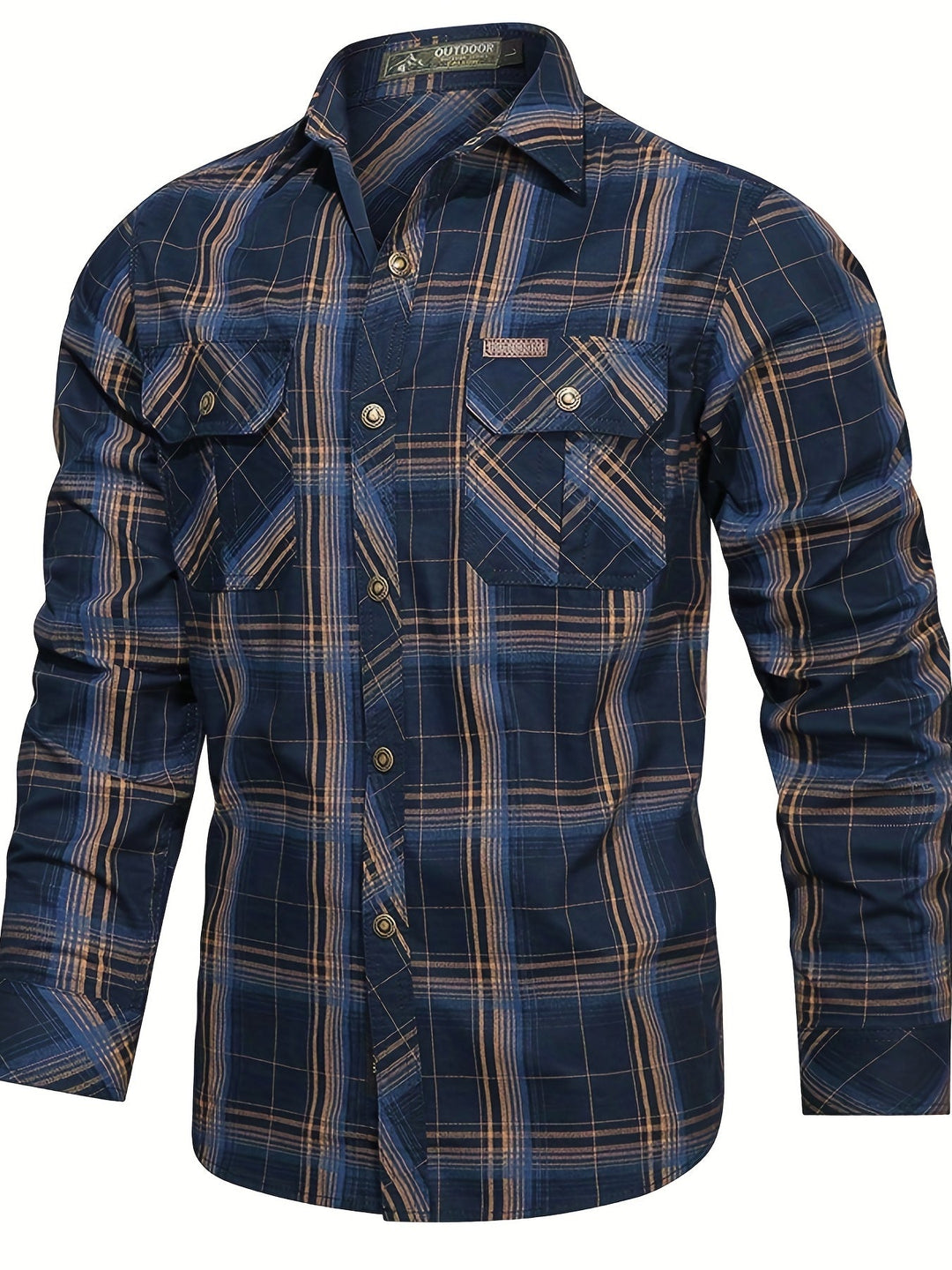 Thimos - Camisa de Manga Comprida Xadrez com Vários Bolsos