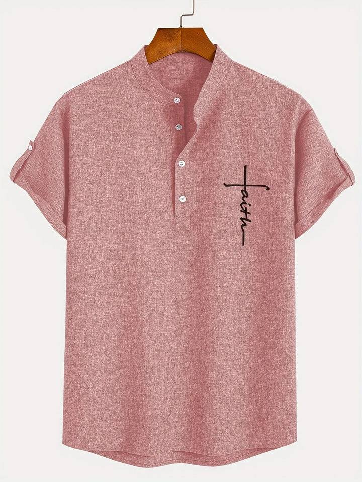Samuelson - Camisa Elegante De Manga Curta Com Gola