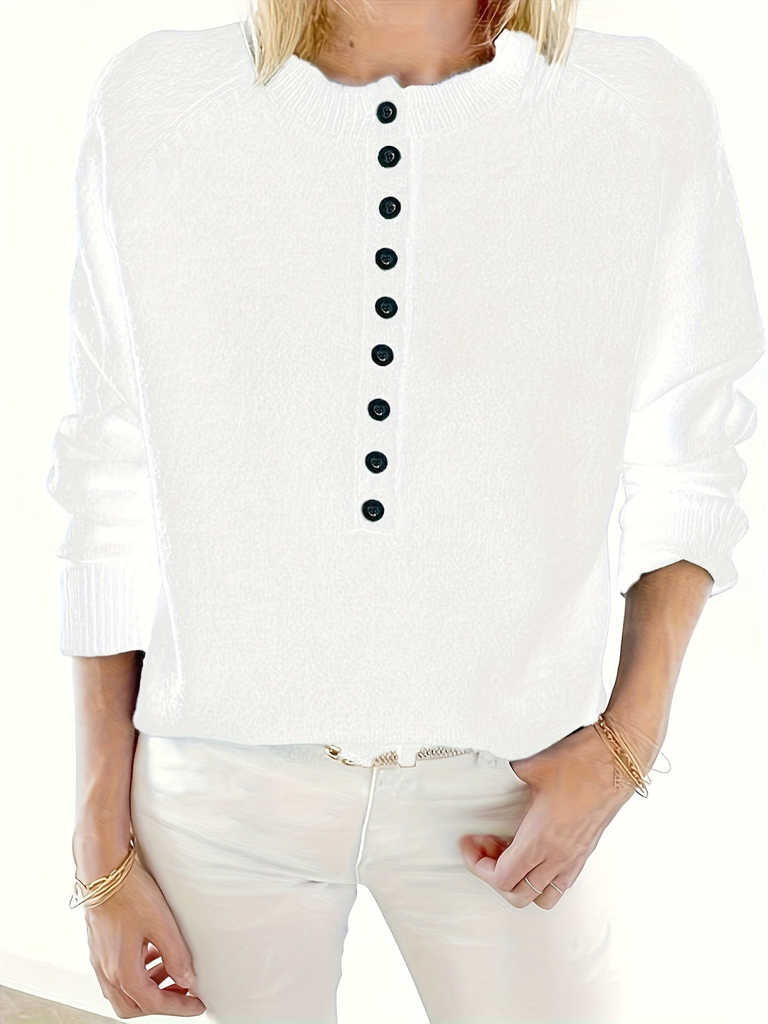 Yelena - Camisola de Manga Comprida Com Botões