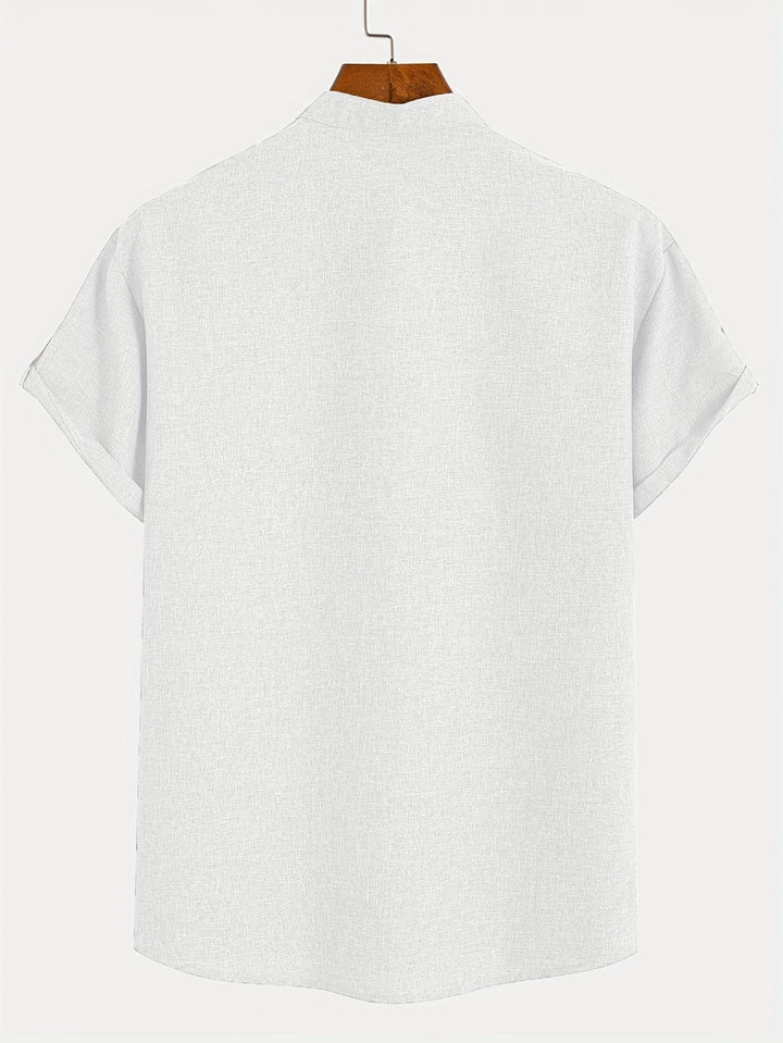 Samuelson - Camisa Elegante De Manga Curta Com Gola