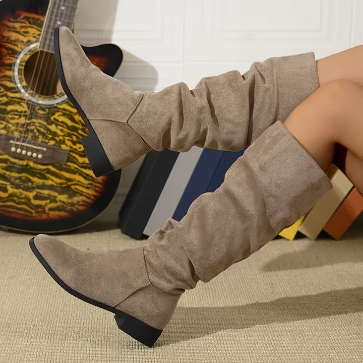 Joliza - Botas Largas até Meio Da Barriga Da Perna Com Salto Baixo