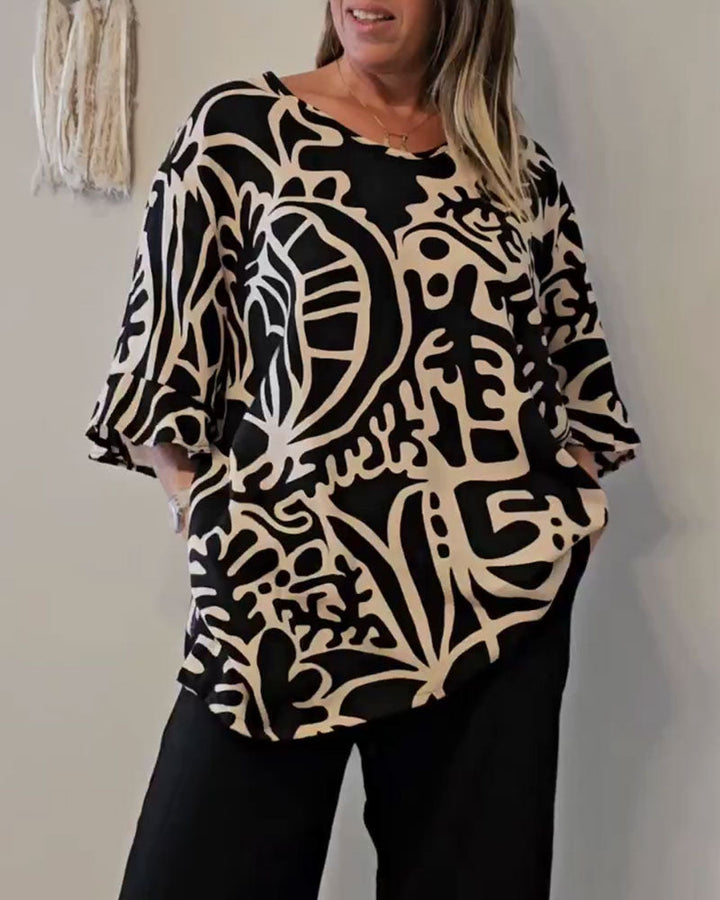 Prabodhi - Top largo Com Estampado Abstrato