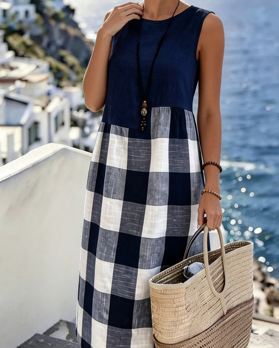 Suzina - Vestido Sem Mangas Em Patchwork Xadrez