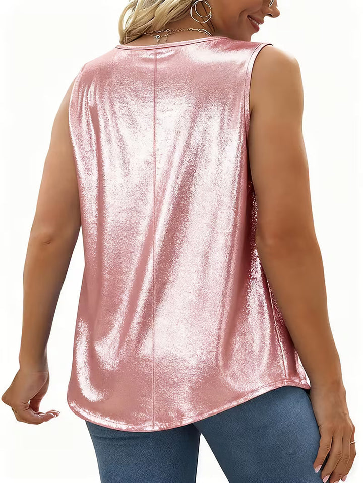 Shivina - Camisola Sem Mangas Metálica Com Decote Redondo