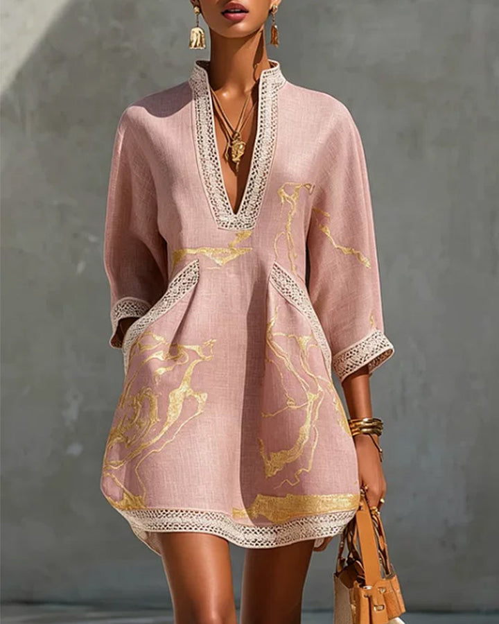 Soeun - Vestido De Gola Alta Com Mangas Semi Abertas
