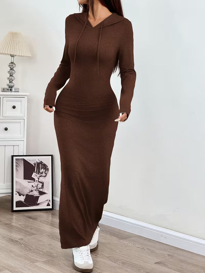 Dahye - Vestido Maxi De Manga Comprida Com Capuz