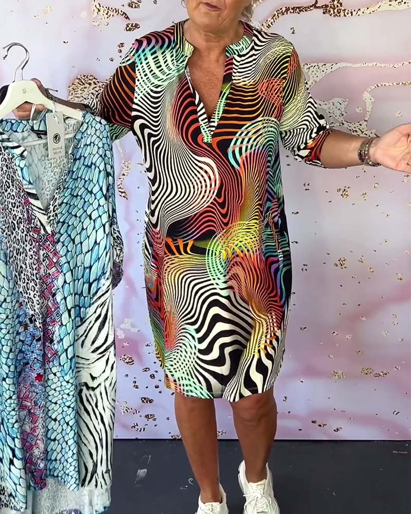 Diane - Vestido Colorido Com Decote Em V