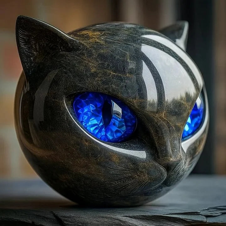 Nyxcharm - Escultura De Cabeça De Gato Preto Místico
