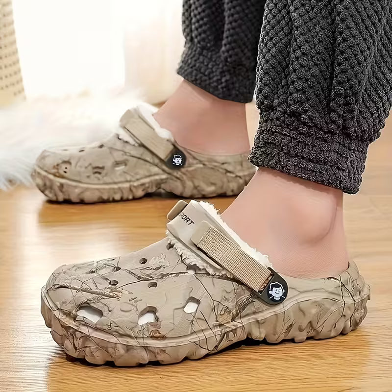 Sjoukje - Tamancos de Camuflagem com Forro de Velo e Tiras Ajustáveis