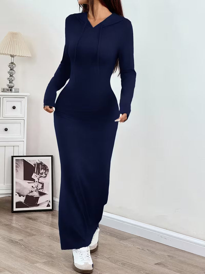 Dahye - Vestido Maxi De Manga Comprida Com Capuz