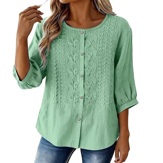 Andreza - Blusa De Algodão Com Botões