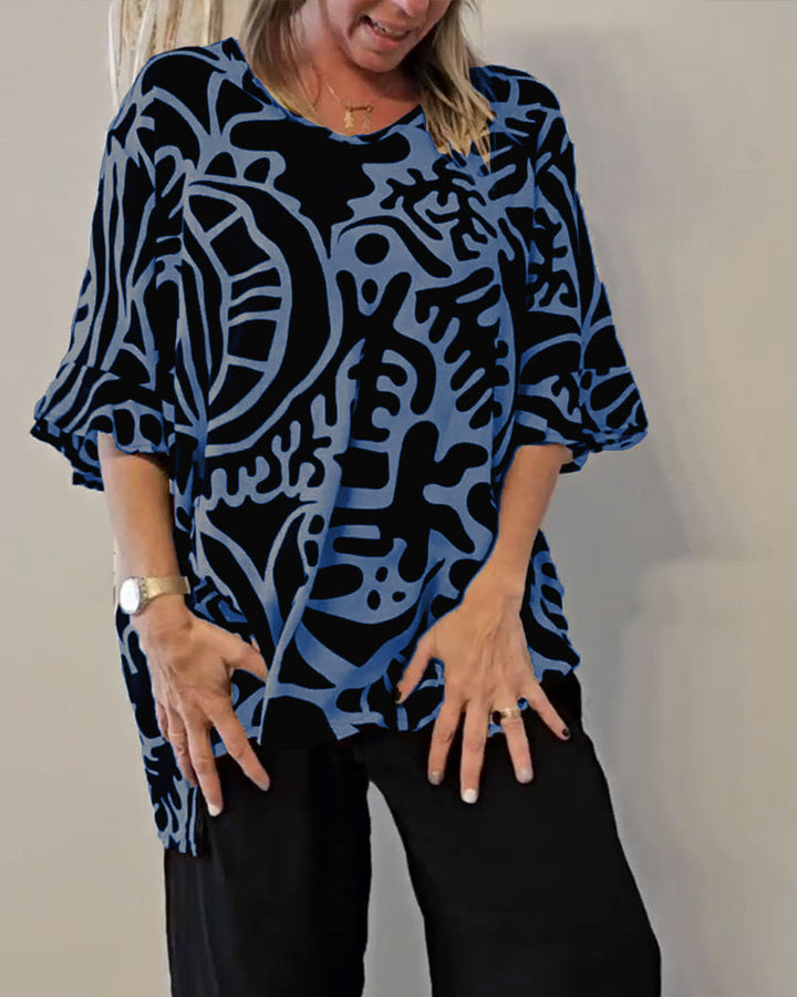 Prabodhi - Top largo Com Estampado Abstrato