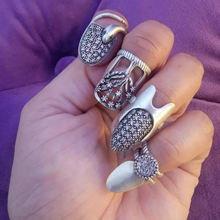 Marinan - Conjunto de Anéis Ajustáveis Para Unhas Boho - 4 Peças