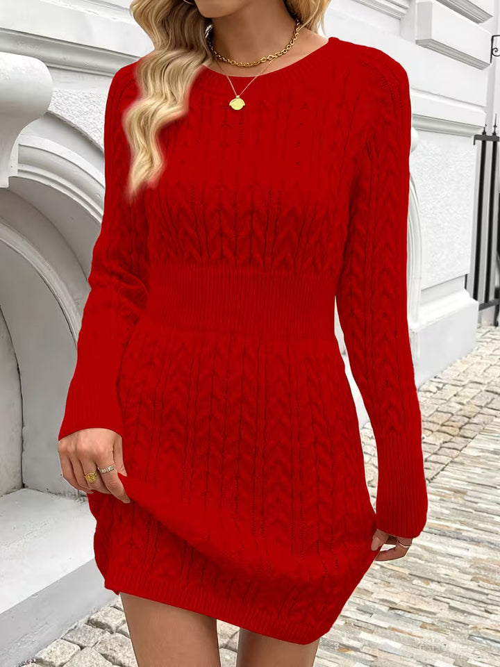 Lilona - Vestido-Camisola Justo Com Padrão De Malha Trançada