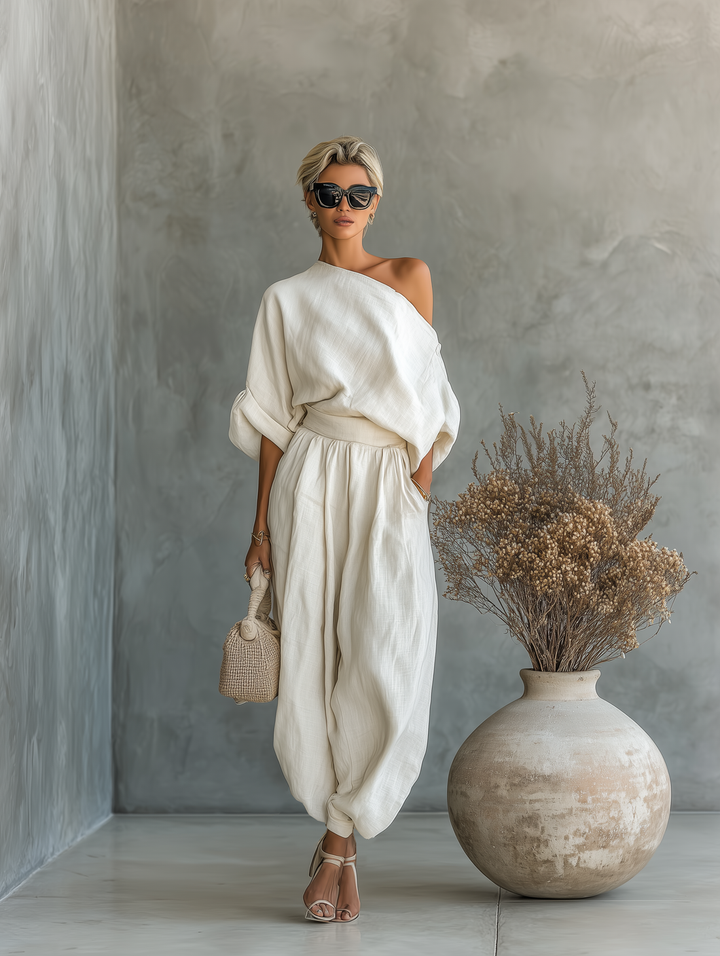 Abira - Conjunto Composto Por Top Com Ombros à Vista e Calças Largas