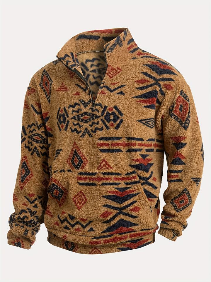 Jacco - Camisola De Velo Com Meio Fecho E Padrão Geométrico