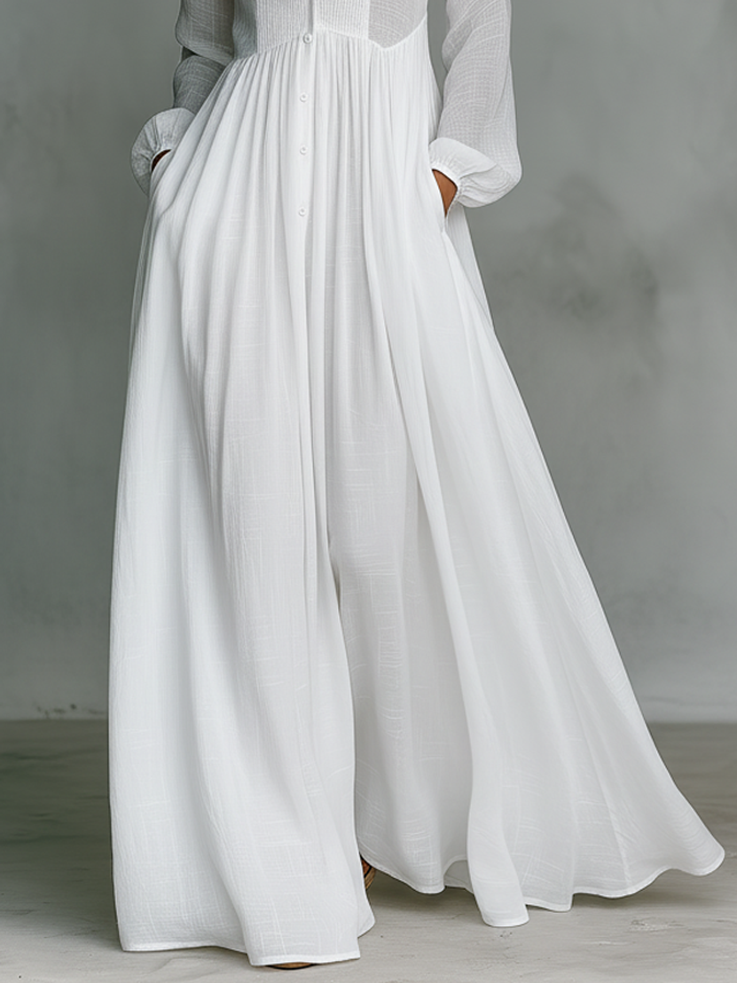 Sheilan - Vestido Maxi Elegante Com Botões