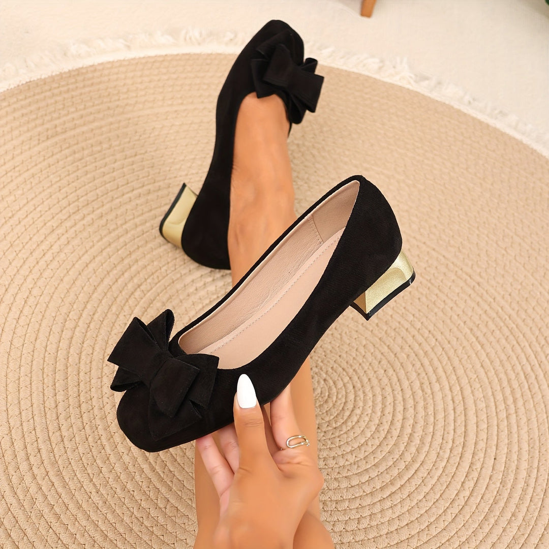 Silvie - Sapatos Elegantes Com Salto Baixo e Laço