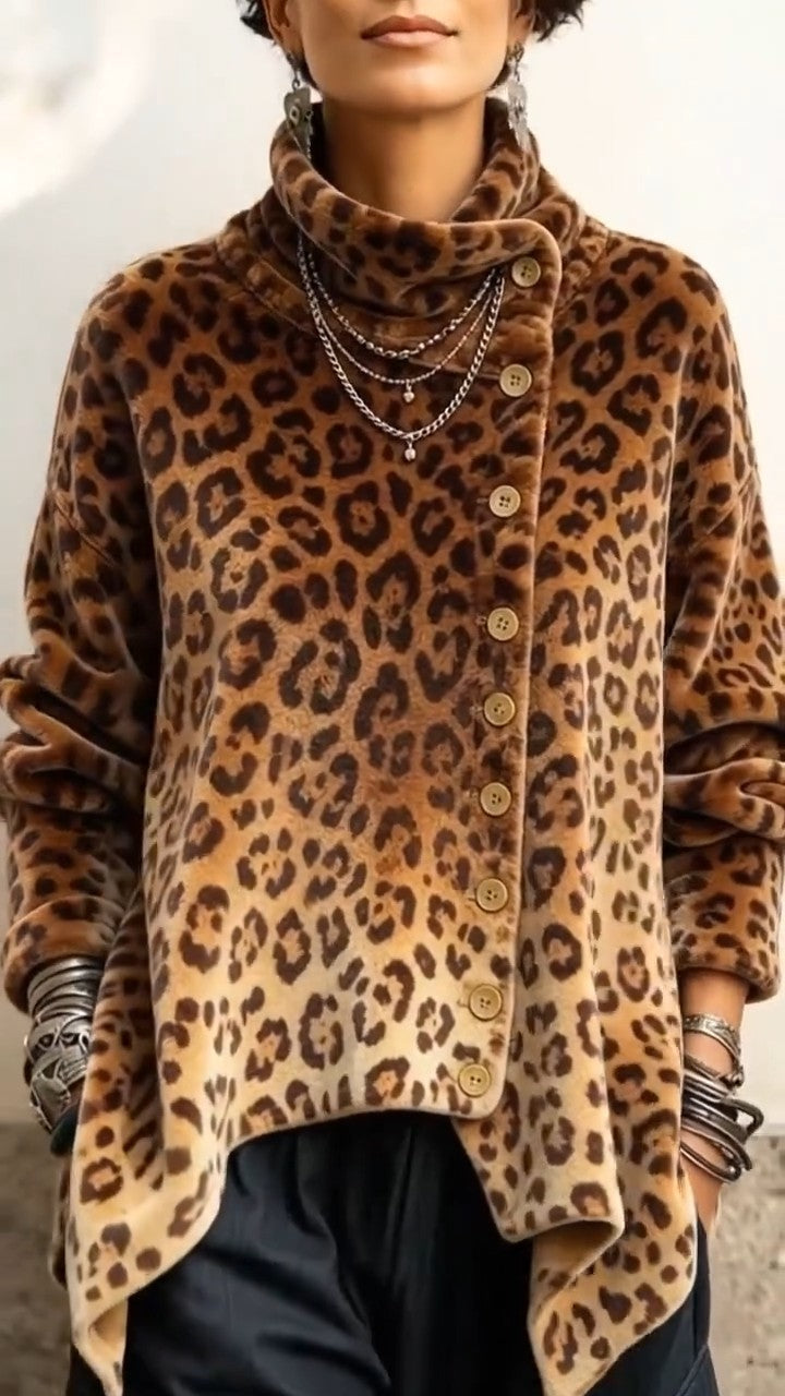 Lyrona - Blusa De Manga Comprida Com Padrão De Leopardo