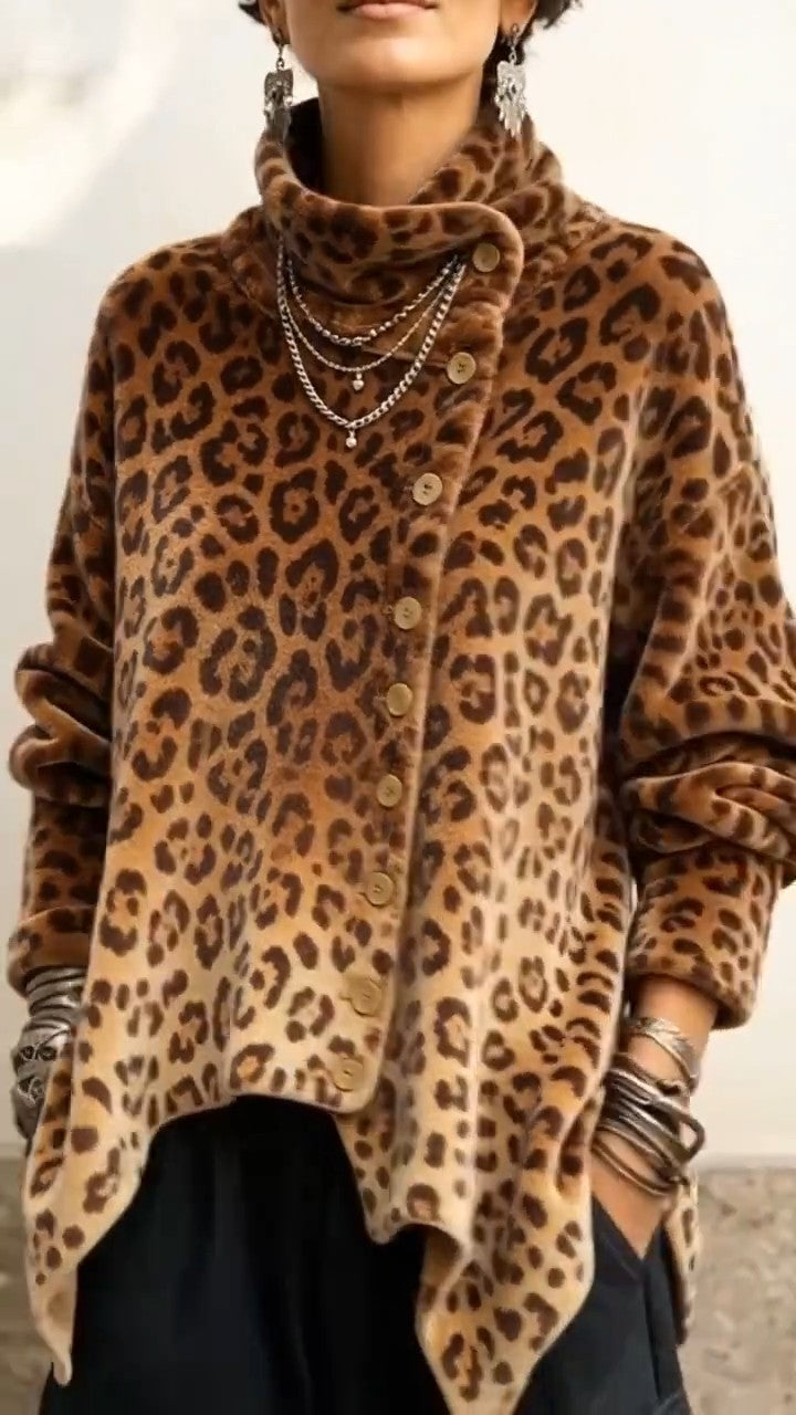 Lyrona - Blusa De Manga Comprida Com Padrão De Leopardo