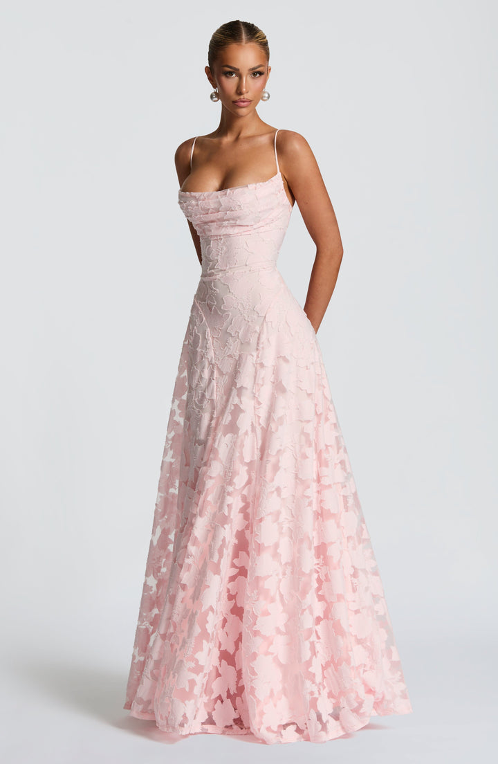 Alona - Vestido Maxi De Renda Floral Com Alças Finas