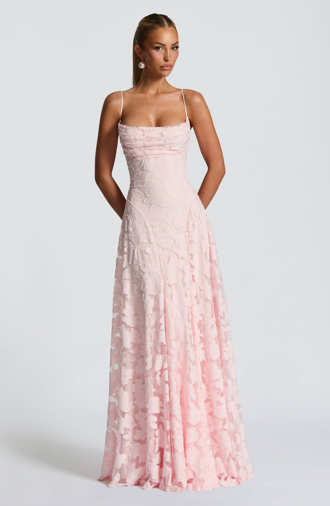 Alona - Vestido Maxi De Renda Floral Com Alças Finas