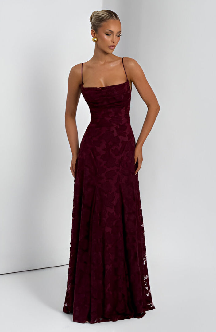 Alona - Vestido Maxi De Renda Floral Com Alças Finas