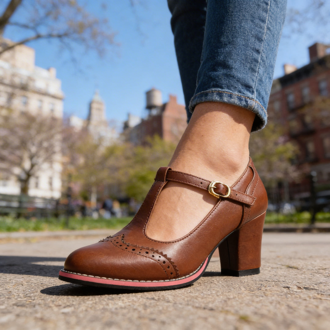 Fiorella - Sapatos De Salto Médio Com Fivela Clássica