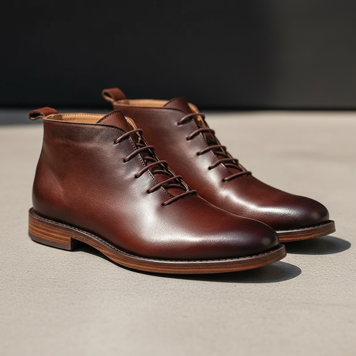 Milovans - Botas De Cano Curto Em Pele, Com Atacadores E Biqueira Redonda