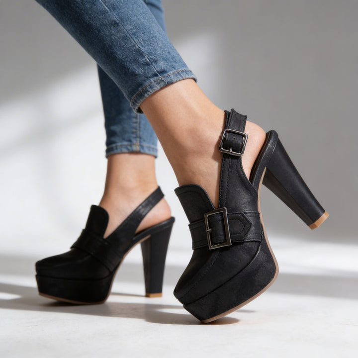 Alessya - Sapatos De Salto Alto Em Pele Com Fivela Clássica