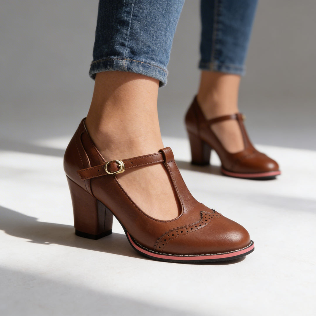 Fiorella - Sapatos De Salto Médio Com Fivela Clássica
