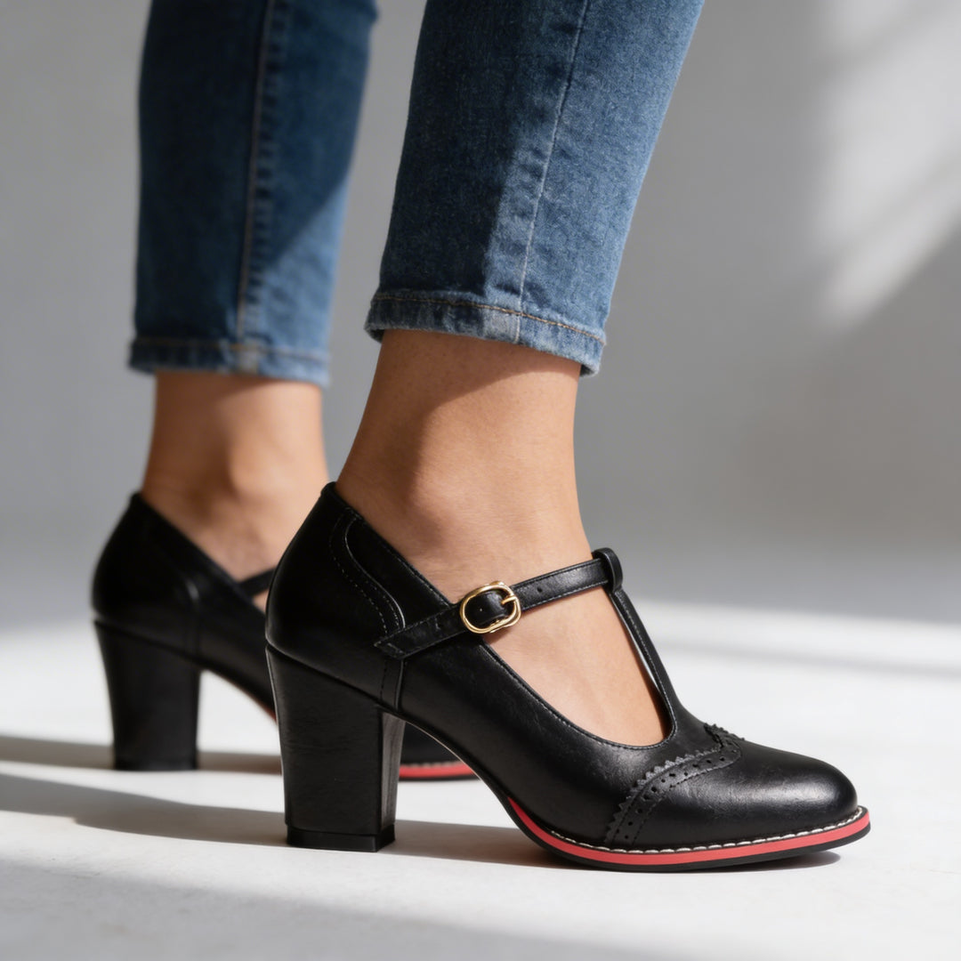Fiorella - Sapatos De Salto Médio Com Fivela Clássica