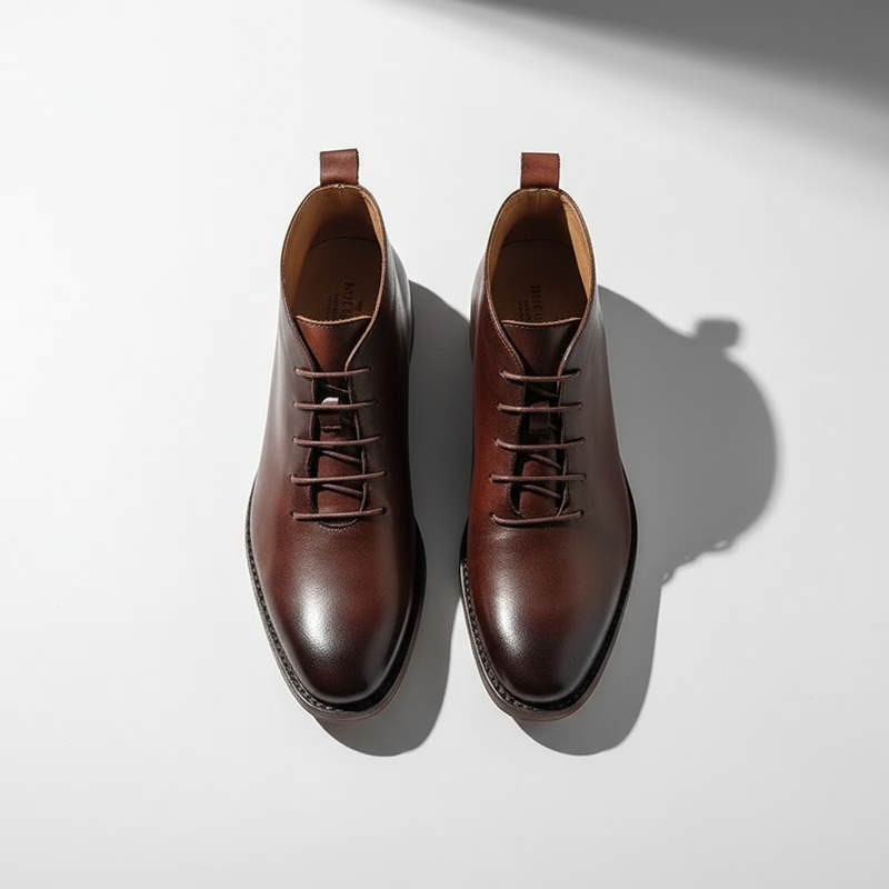 Milovans - Botas De Cano Curto Em Pele, Com Atacadores E Biqueira Redonda