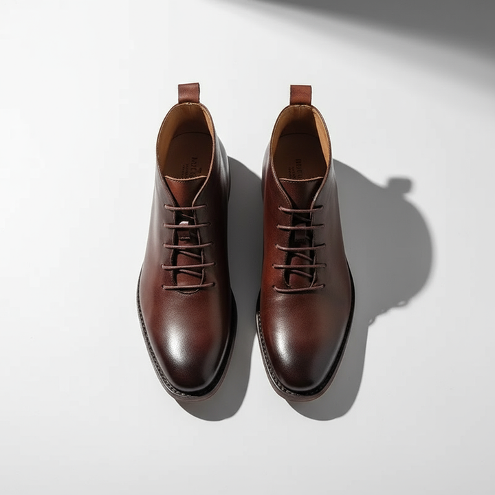 Milovans - Botas De Cano Curto Em Pele, Com Atacadores E Biqueira Redonda