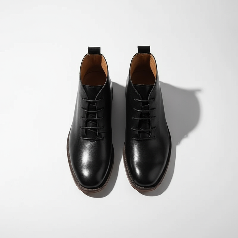 Milovans - Botas De Cano Curto Em Pele, Com Atacadores E Biqueira Redonda