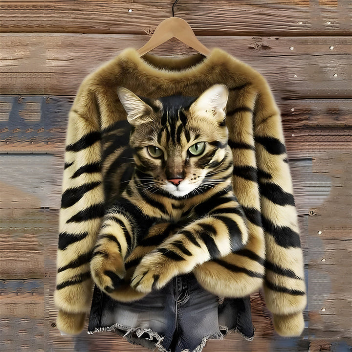 Zohara - Camisola De Pele Sintética Com Estampado De Gato