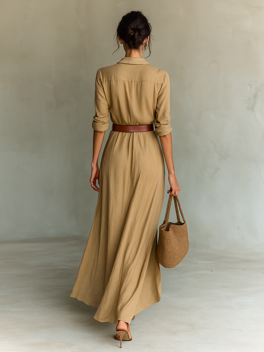 Moona - Vestido De Mangas Compridas Com Lapelas