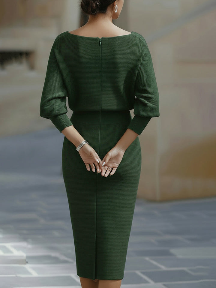 Amyy - Vestido Midi Elegante De Manga Comprida
