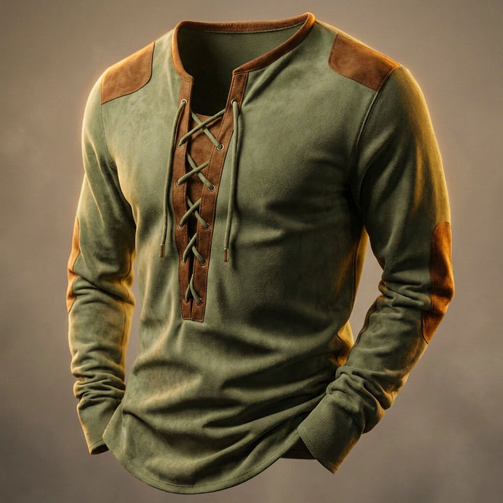 Kruno - Camisa Henley Em Camurça Sintética