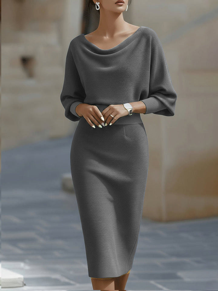 Amyy - Vestido Midi Elegante De Manga Comprida